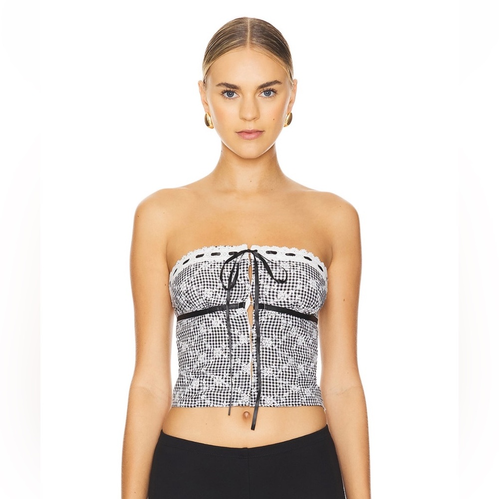 More To Come Bella Strapless Top - Black gingham pattern - Never Worn - size XS